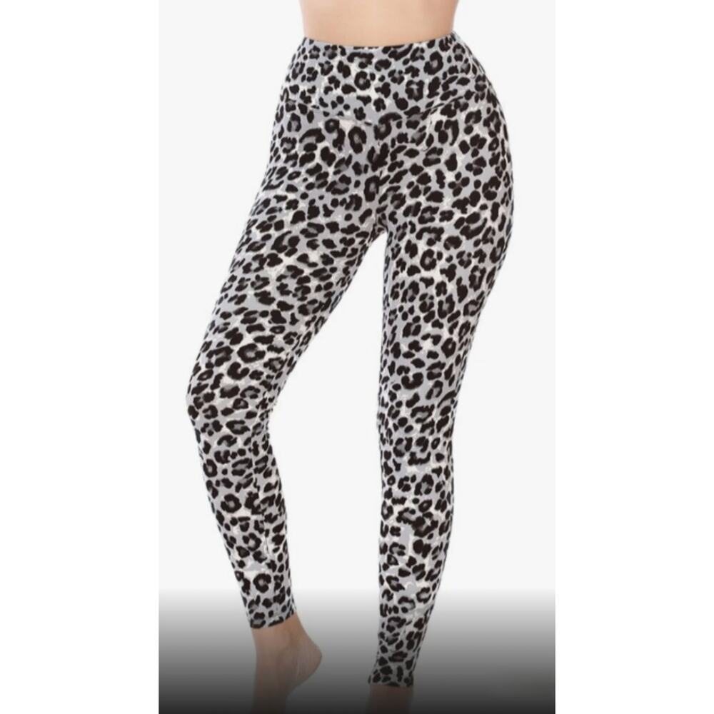 Scrunch Leggings Ankle-Length B&W Leopard Pattern Size L FREE SHIPPING